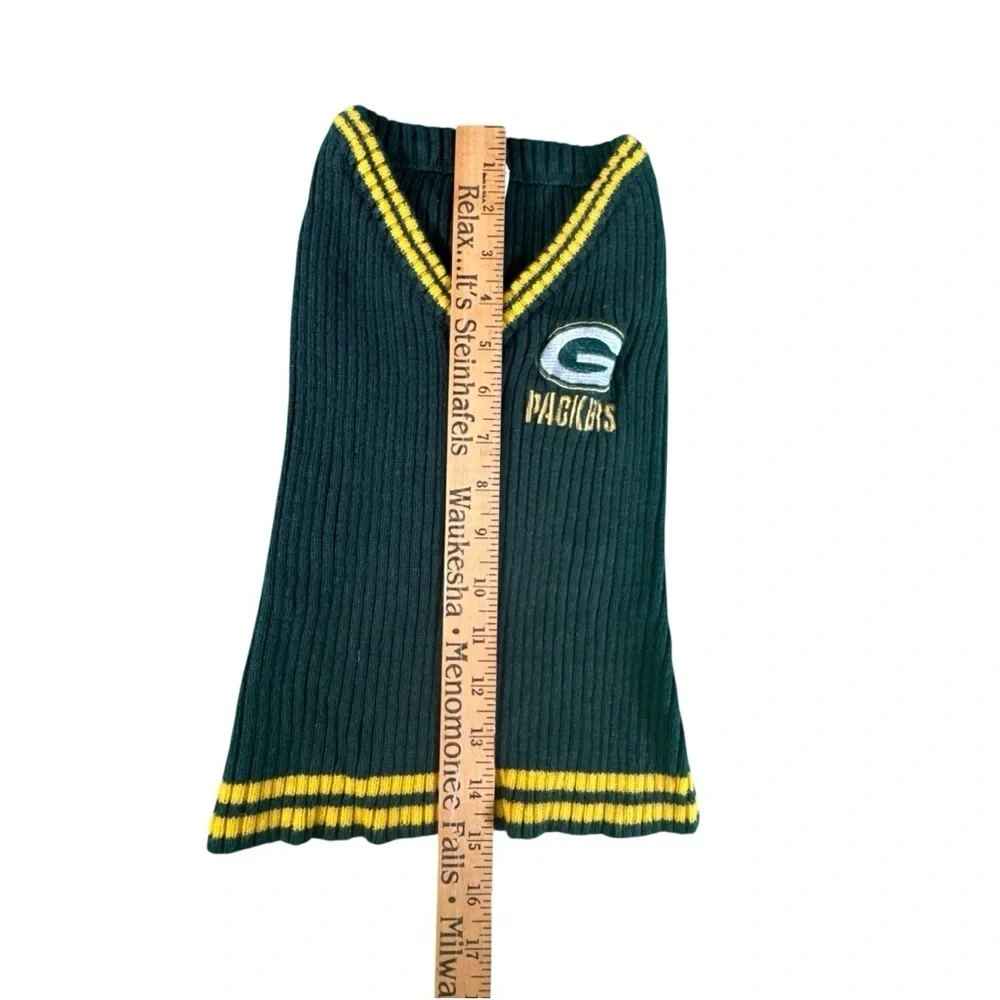 Green Bay Packers Dog Sweater Medium NFL Pet Knit Vest Green Gold Ribbed